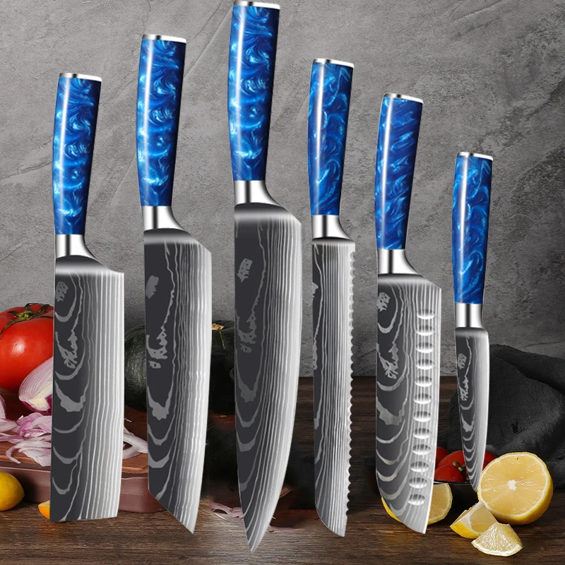 

Pro Kitchen Santoku Salmon Knife 7Cr17Mov Laser Pattern Vegetable Fruit Knives Japanese Fish Fillet Sashimi Sushi Knife