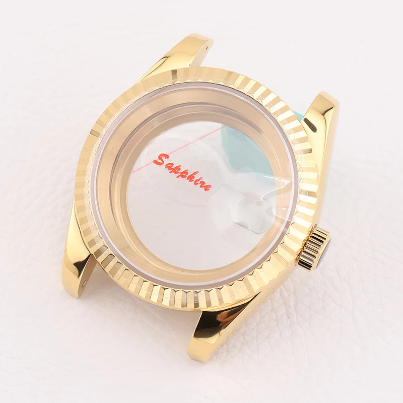 

39MM Silver Datejust Watch Case with Sapphire Crystal NH35 Mechanical Movement Mods Replacements Parts for Watchmaking