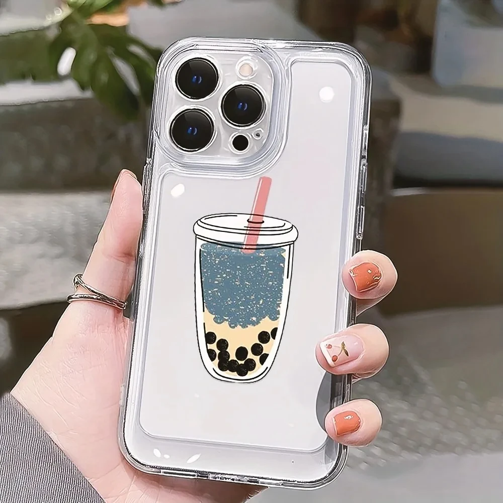 Etui na telefon z motywem herbaty bubble tea z perłami do iPhone 16 11 14 13 15 Pro Max 7 8 16 15 14 Plus SE 16E 11 12 Pro 13 Pro XS X XR Przezroczyste etui