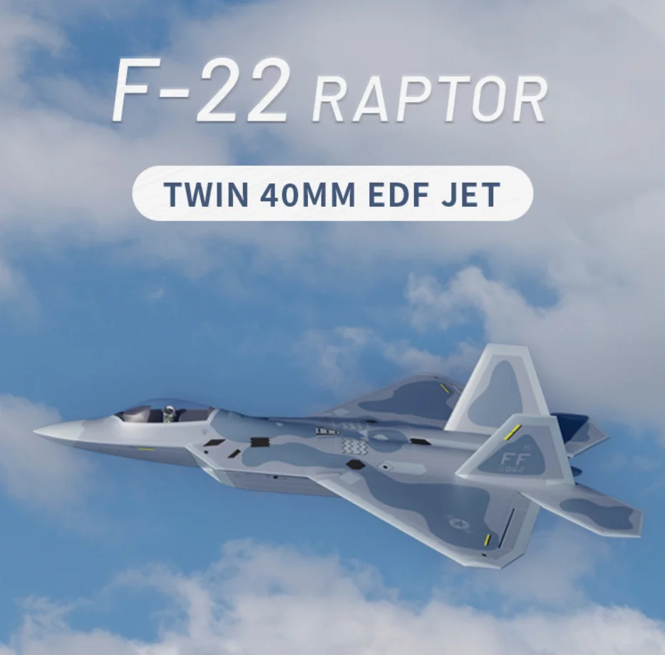 XFly Twin 40mm F-22 Raptor Fighter 4 Channel 4S Simulated Electric Ducted Model Remote Control Aircraft F22 PNP Adult Gift
