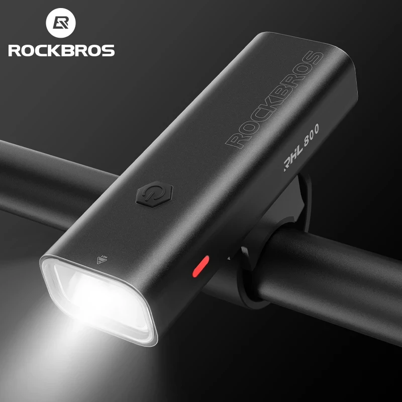 ROCKBROS Bicycle Head Light 800 Lumens 3000mAh Type-C Charging IPX6 Waterproof LED Flashlight MTB Road Bike Lamp Cycling Accesso