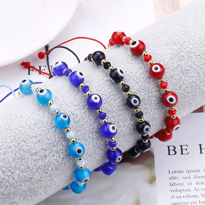 New Arrival niebieskie czerwone oko bransoletki dla kobiet mężczyzn turecki Nazar Amulet przewód nici bransoletka Anklet Mal De Ojo biżuteria dla