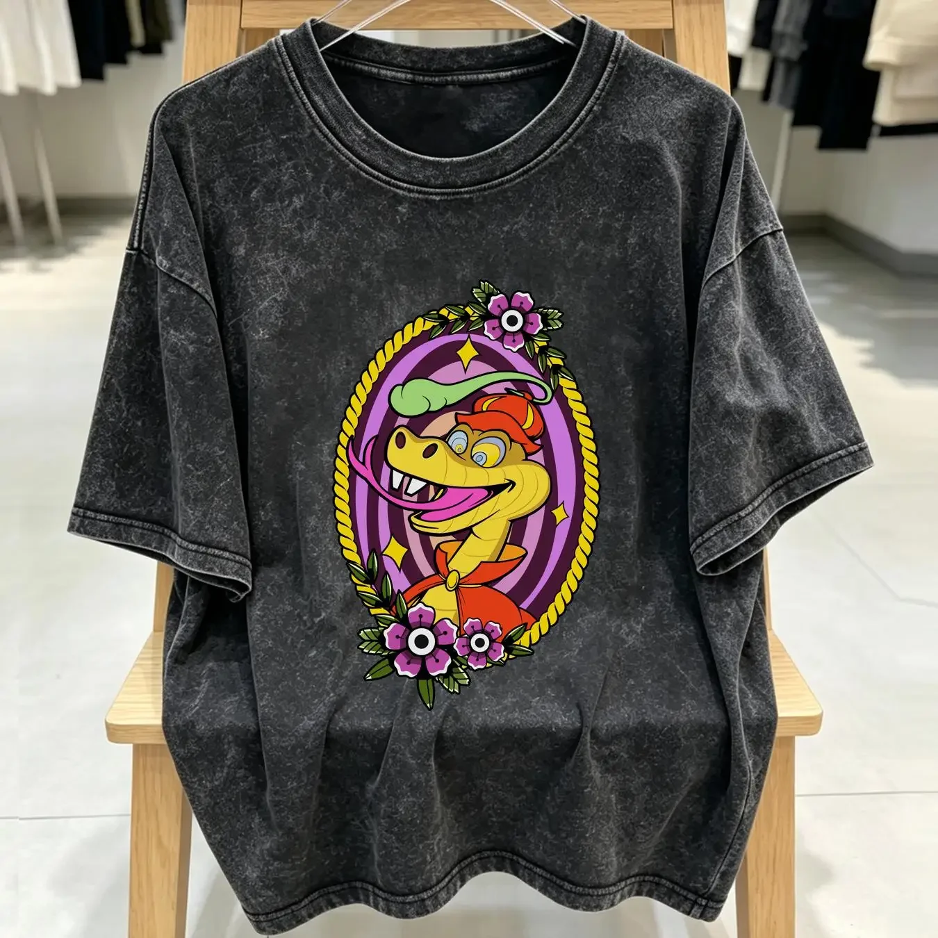 washed T Shirt Retro Sir Hiss Flower Tattoo Art Robin Hood Adult Kid 5926284 long or short sleeves vintage Washed fashion