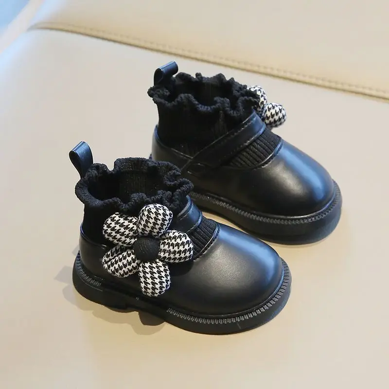 

Baby Kids Winter Boots 2025 New Korean Style Toddler Princess Short Boots Non slip Soft Sole Calfskin Footwear for Girls
