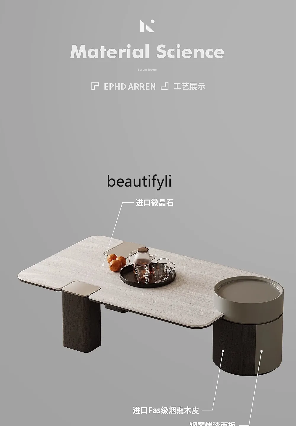 Table à thé minimaliste italienne, Microlite, Moderne, Magnifique, Maison, Designer