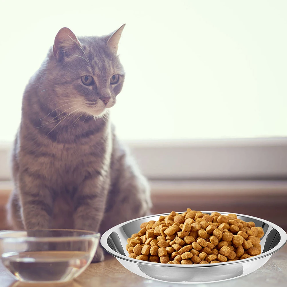 

3Pcs Stainless Steel Cat Dog Bowls Shallow Design Non Slip Stable Base Food Water Feeding Bowls Shallow Wide Cat Bowl