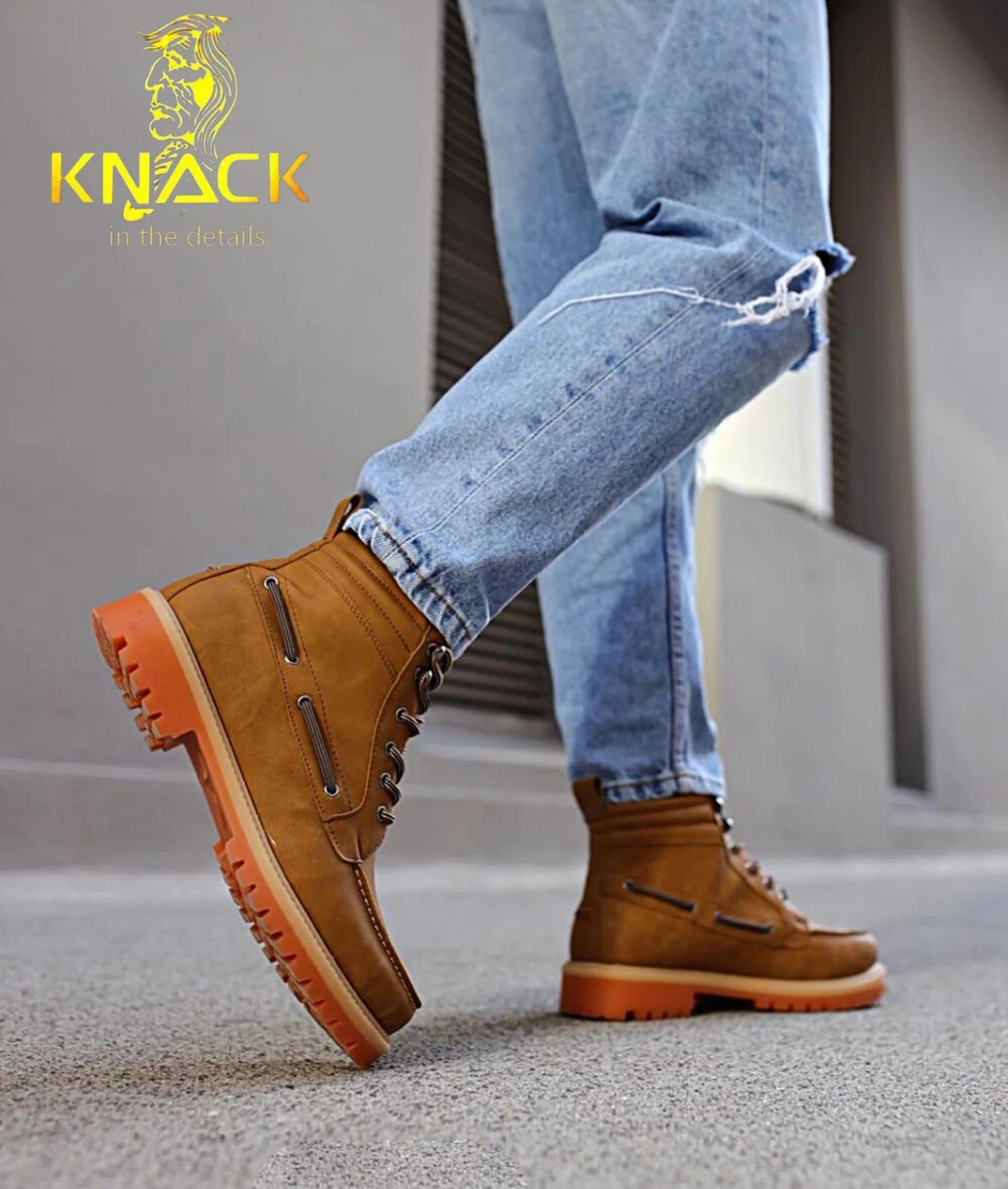 Knack Men's Winter Boots Casual Stylish Hot Men's Ankle Boots Oversized Man Boots Chelsea Leather Men's Boots