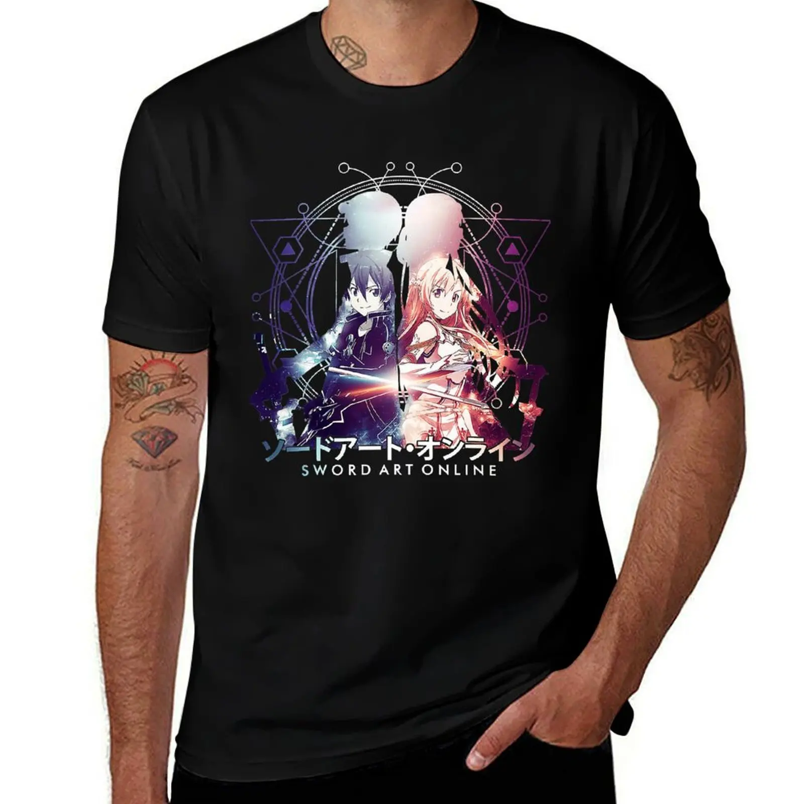 Kiritos and Asunas T-Shirt Big Size Short Sleeve Tee for Men T-Shirt