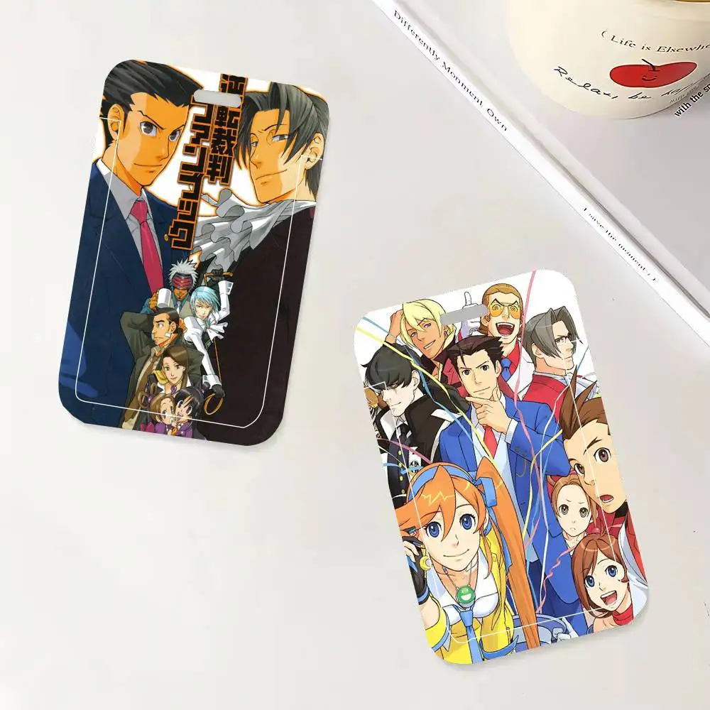 Adventure Game A-Ace A-Attorney Black Lanyard Card Holders Student Meal Cards And Campus Ids School