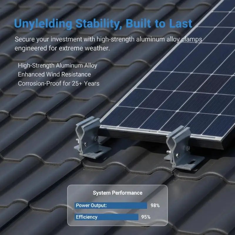 Solar Panel Mounting Brackets Rustproof Corrosion Resistant Fixing Clamp Set with Nuts Bolts for Flat Roof Solar Panel Setup