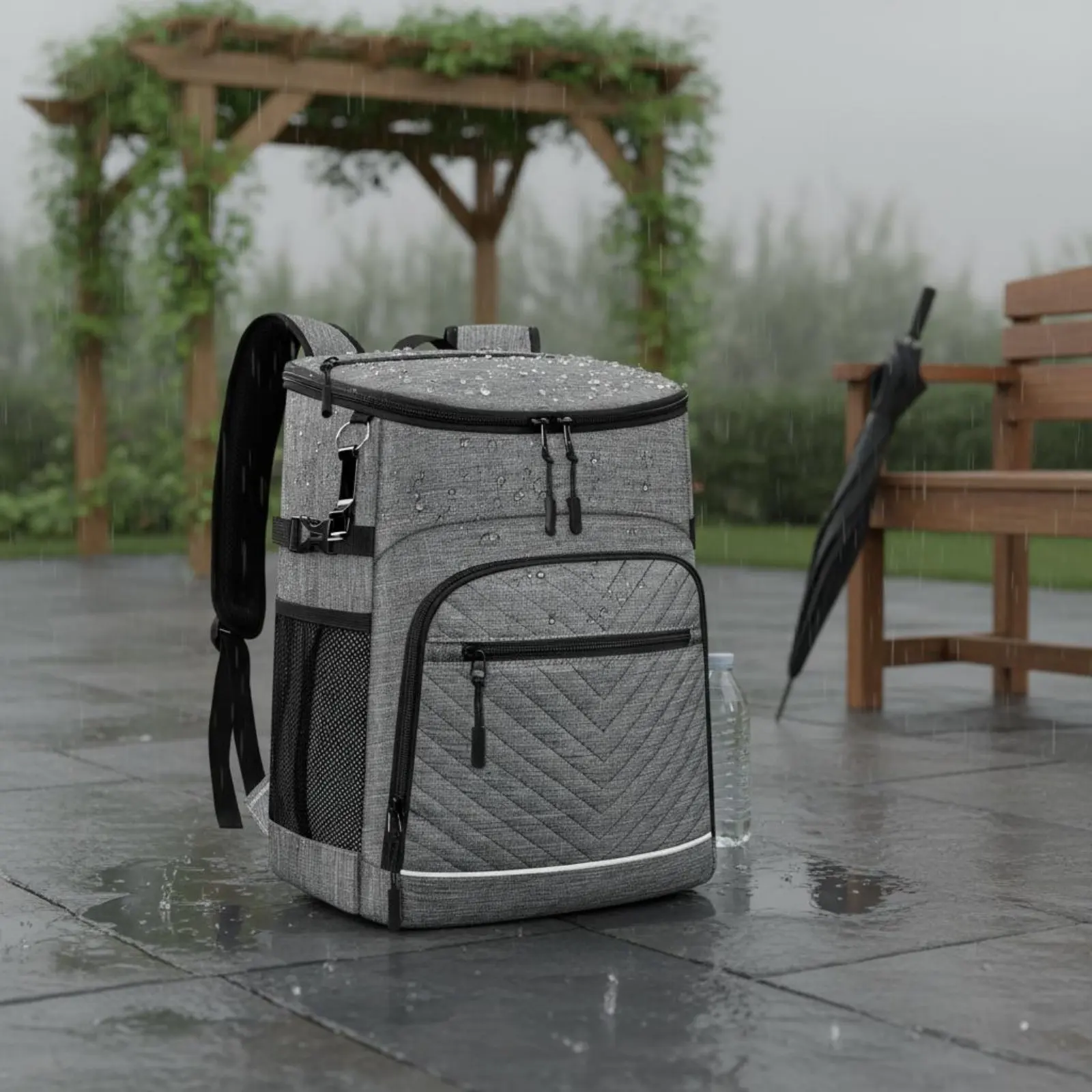 

Insulated Backpack Cooler Quilted Design Picnic Cooler Bag Thermal Lunch Backpack Sturdy Stitching PEVA Sturdy Stitching