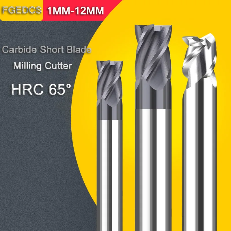 4 Flute Tungsten Steel Short End Mill CNC Bits Coating Stub Length Cutter Roughing Machining for Cutting Tools 3 Flute Aluminum