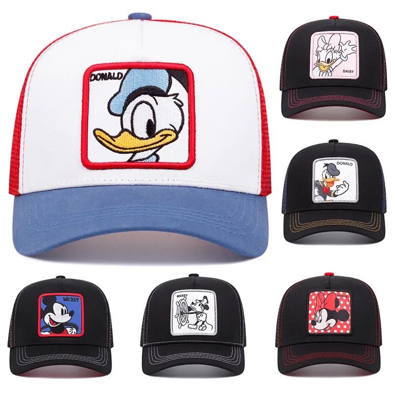 Donald Mickey baseball cap Summer outdoor cartoon mesh hat American Net trucker hat