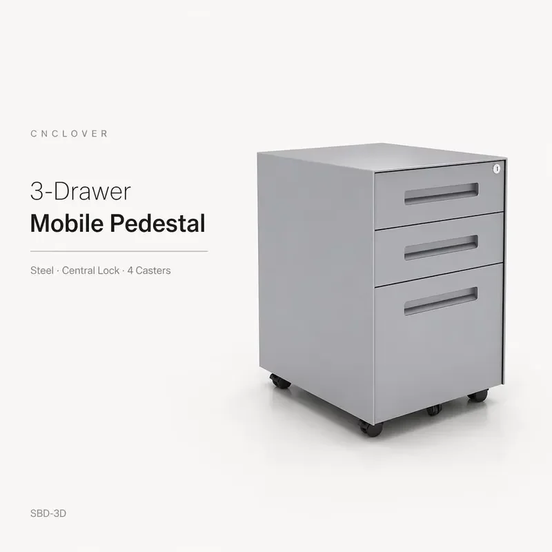 Heavy Metal Mobile Cabinet 3 Drawers Key Modern Design for Home Office Warehouse Use Desk Storage Pedestal 5