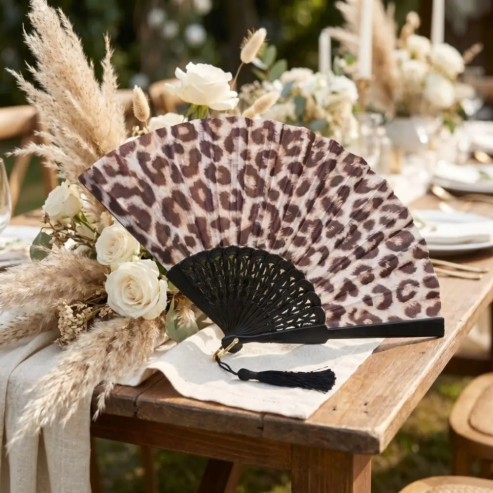 Art Craft Collapsible Folding Fan Tassel Decorative Cloth Fan Handheld Dance Fan Performance Use