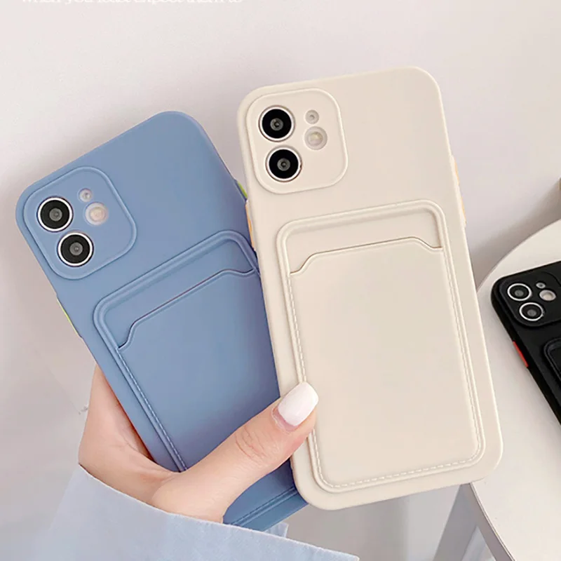 Card Holder Case For Iphone 11 Cases Iphone 15 14 12 13 Pro Max Mini XR 7 8 Plus SE 2022 X XS Max Card Slot Silicone Funda Cover