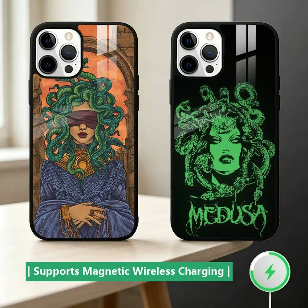 

Medusa Greek M-Mythology Phone Case For iPhone17,16,15,14,13,12,11 Plus,Pro Allows magnetic wireless charging