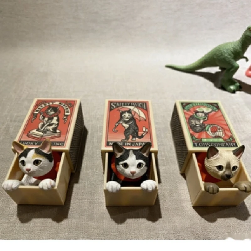 

Коллекционная фигурка-сюрприз «Кошки в коробке спичек» (Hide And Seek Safety Match Box Cats) из ПВХ, милая аниме-фигурка, креативная игрушка, украшение для рабочего стола, подарок для мальчиков на Рождество