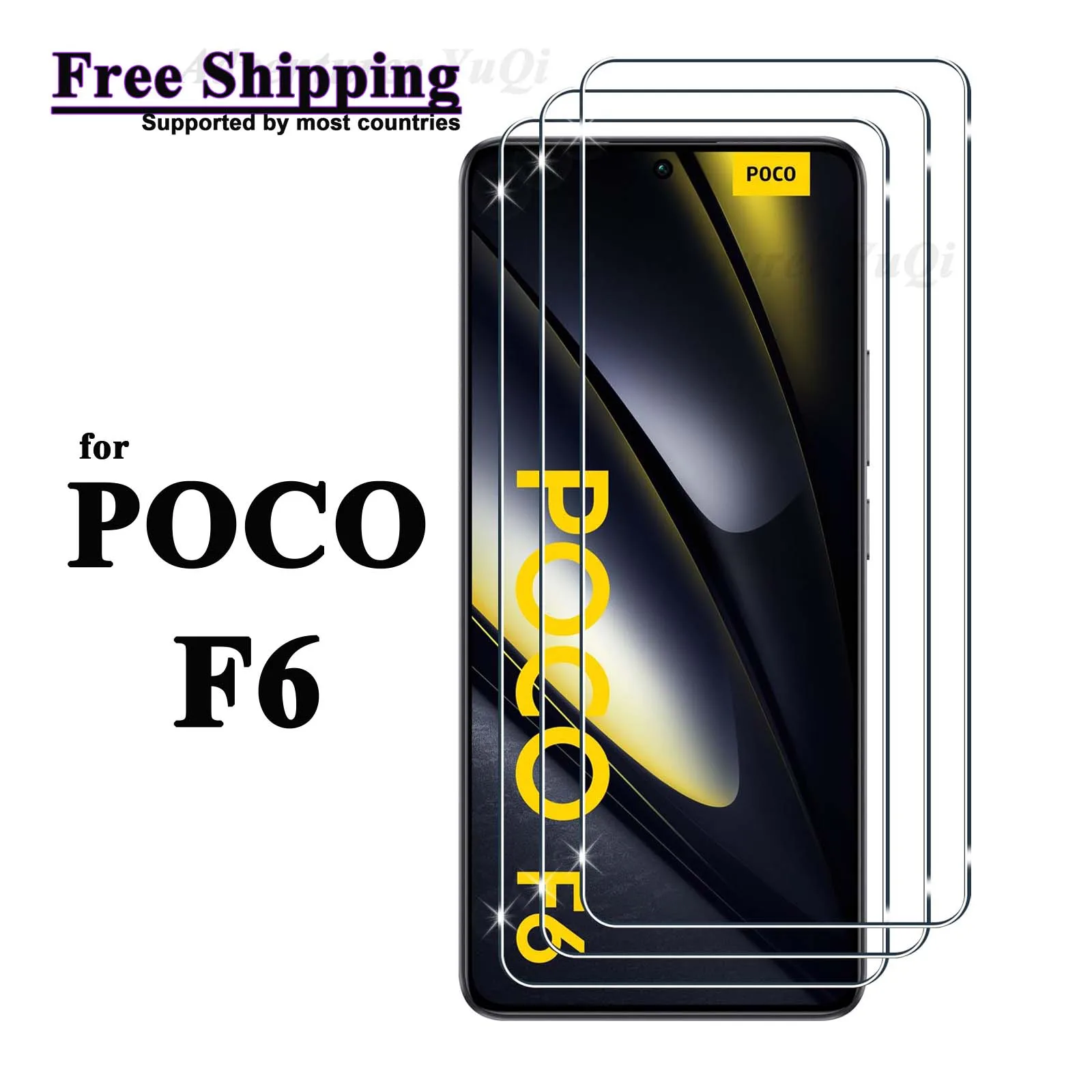 Screen Protector for POCO F6 Xiaomi Tempered Glass Crystal HD 9H Transparent Ultra Clear Anti Scratch Case Friendly High Aluminu