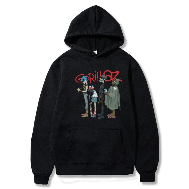 Music Band Gorillaz PUNK ROCK Hoodie Women Hoodie 90s V-neck Hoodie Short Sleeve Hoodie Clothes Vintage Clothing