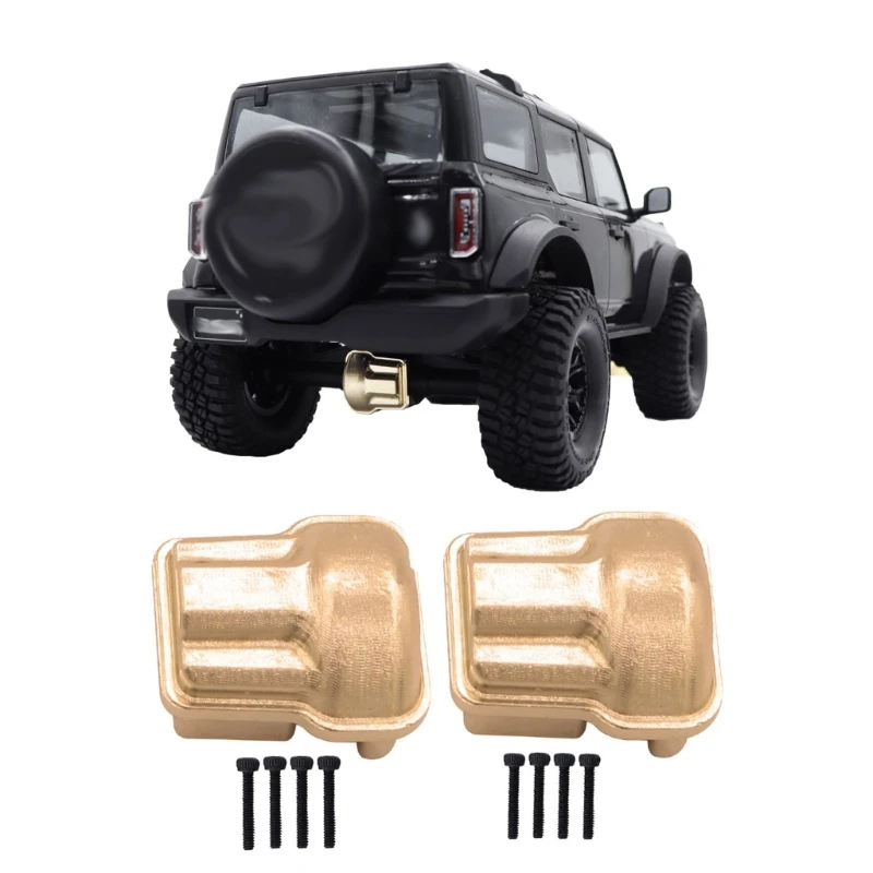 for 1/18 TRX4-M Front and Rear Bridge  Housing Cover Brass Diff Cover  Crawler Car Upgrade Accessories Parts(Gold)