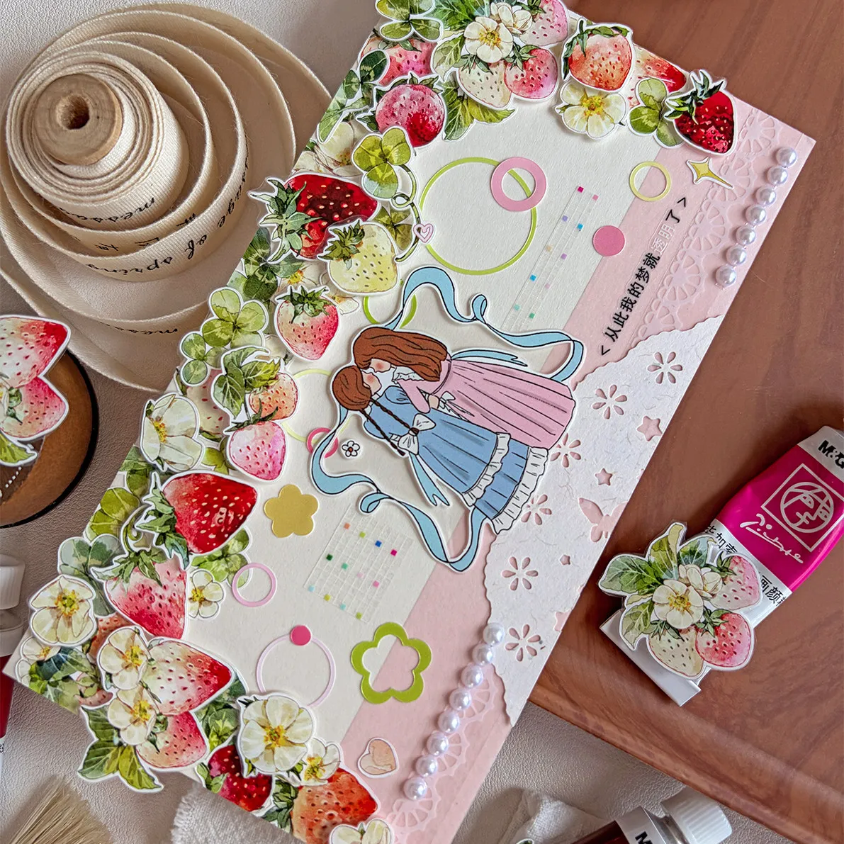 New Flower Pen Wild Fun Washi Tape Die-Cut Sticker for Journaling Scrapbooking Light Retro Style Versatile Design