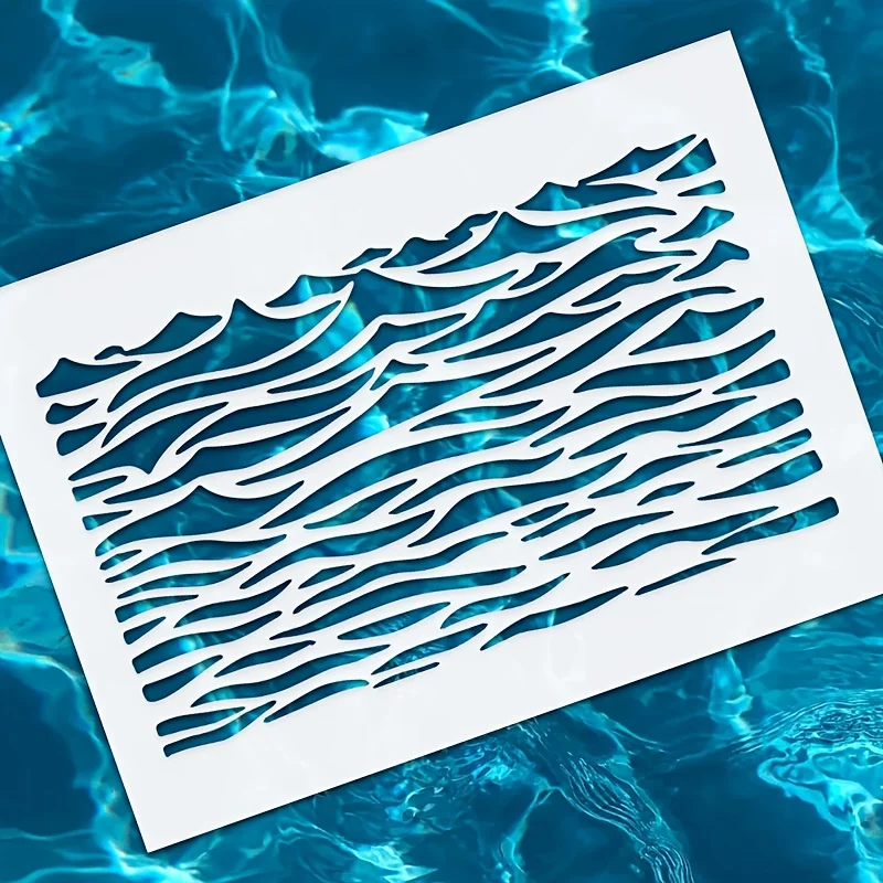 A4 Waves DIY Stencils for Wall Painting and Scrapbooking