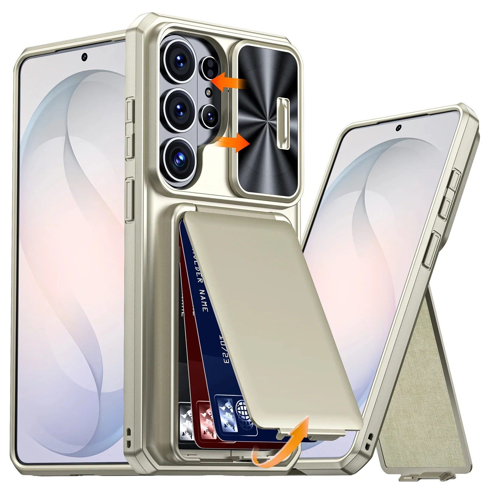 Für Samsung Galaxy S26 Ultra Handyhülle, mit Kamerahüllenhalter, Vollständige Abdeckung TPU, Stoßfeste Handyhülle-Titan