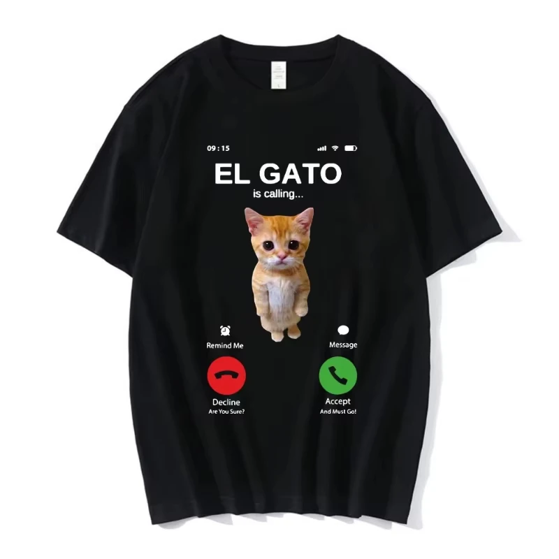 Meme Sad Crying Cat T-shirt Vintage Loose Oversized Unisex Print T-shirts Men Women Clothing Summer Short Sleeve Neutral Short