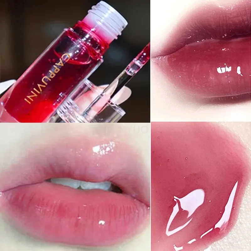 Water Light Lip Gloss Moisturizer Transparent Jelly Mirror Crystal Lip Oil Clear Hydrating Plumping Fruit Taste Liquid Lipstick