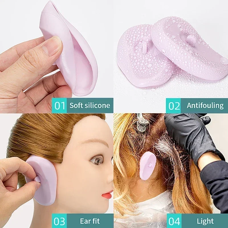 Reusable Silicone Ear Cover Hair Coloring Dyeing Protector Ear Waterproof Salon Ear Shield Earmuffs Caps Styling Accessory 1Pair