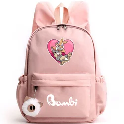 Disney Bambi Backpack for Girls Boys Teenager Children Rabbit Ears Rucksack Casual School Bags Travel Backpacks Mochila