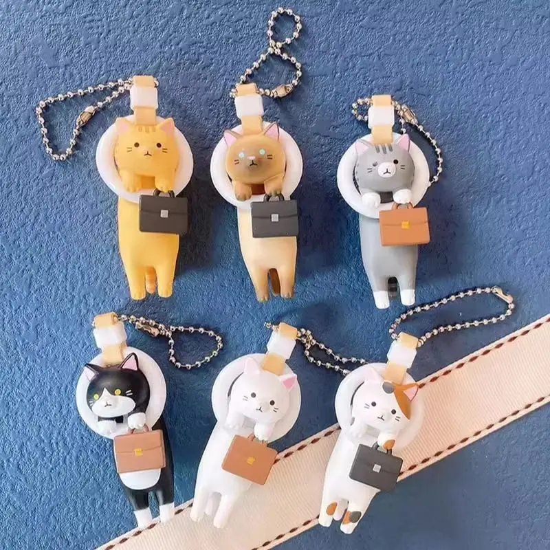 Chaveiro de Figura de Ação de Gato Kawaii Anime com Anel Pendurável, Caixa Surpresa, Pingente para Mochila e Bolsa de Uso Diário, Brinquedos Cápsula, 