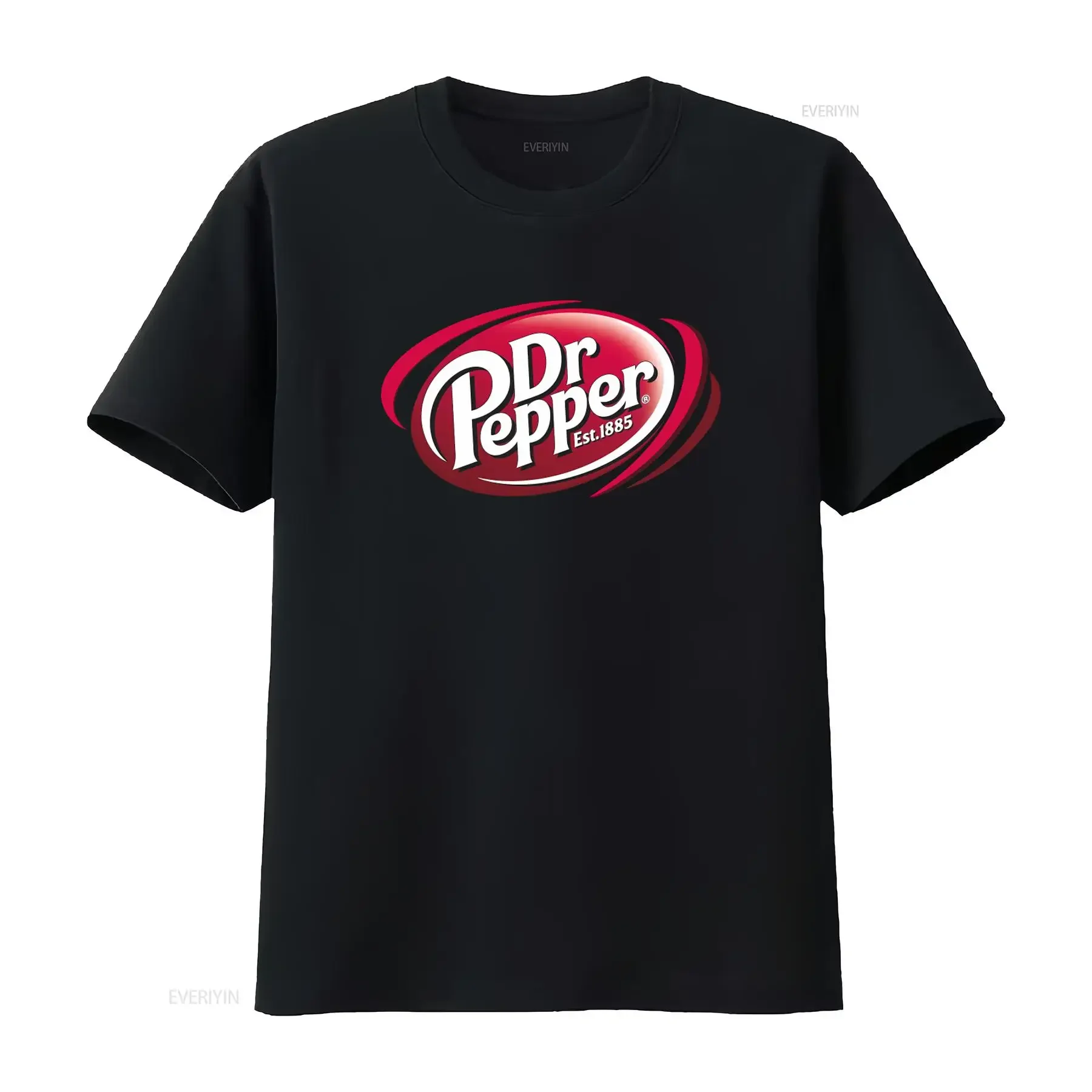 Men's Red Dr Pepper Logo T Shirt Established 1885 Large Size vintage Washed designer clothes Breathable Versatile Unisex homme