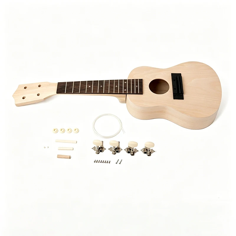 21 Inches DIY Ukulele Set Wooden Assembled Ukuleles Children's Creative Painting Ukuleles Portable Beginners Handmade Ukulele