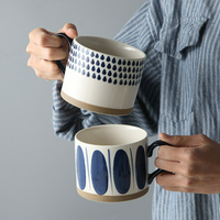 Japanese Style Ceramic Coffee Cup Home Office Breakfast Milk Water Cup Handle Drinkware Kitchen Household Teacup Juice Cup New