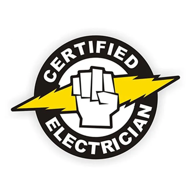 New Design Creative Certified Electrician Hard Helmet Electrical High Voltage Waterproof Accessories Car Stickers, 13cm