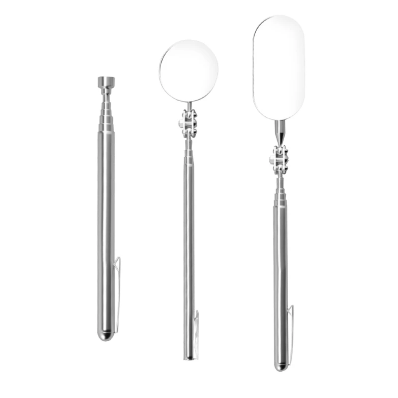 

360 Degree Adjustable Telescopic Inspection Mirror Ergonomic Grip Automotive