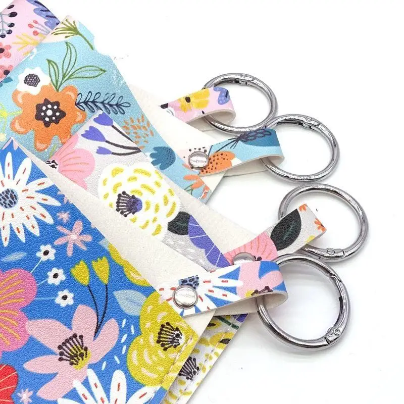 PU Leather Sunglasses Storage Bag Printed Durable Hanging Sunglasses Portable With Keyring Sunglasses Pouch