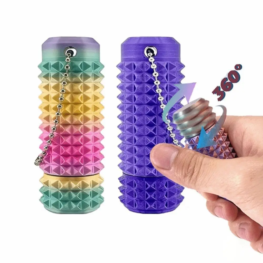 Fidget sensoriel à picots imprimé en 3D, rotation à 360 degrés, poche Grippie, stimulateur anti-stress, rouleau multi-couleurs