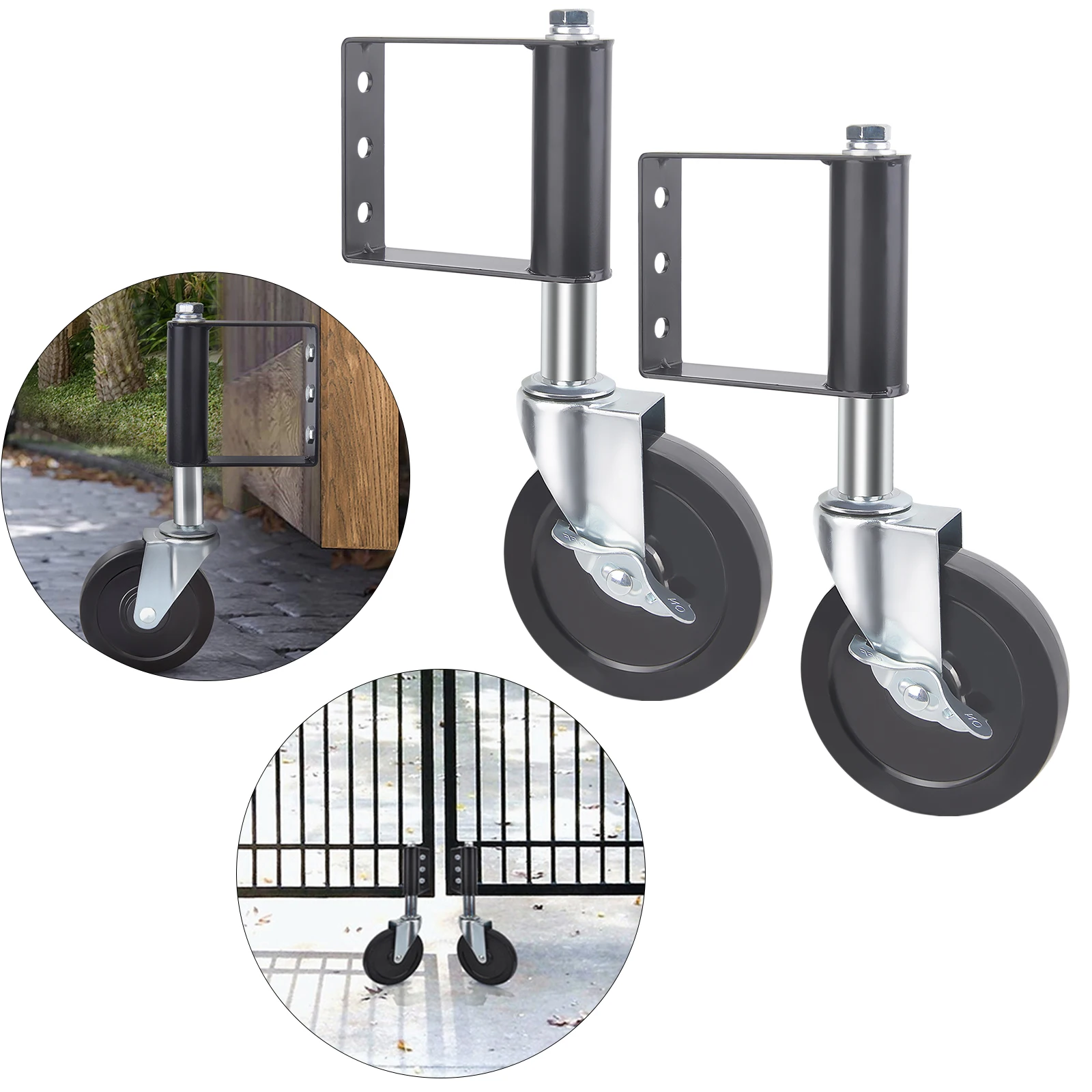 Rueda para Puerta de 220 lb con Doble Rodamiento de Bolas y Ajuste de Resorte de 0-1.97 pulgadas, para Puertas Correderas/de Jardín, 360° °   Freno de Rotación