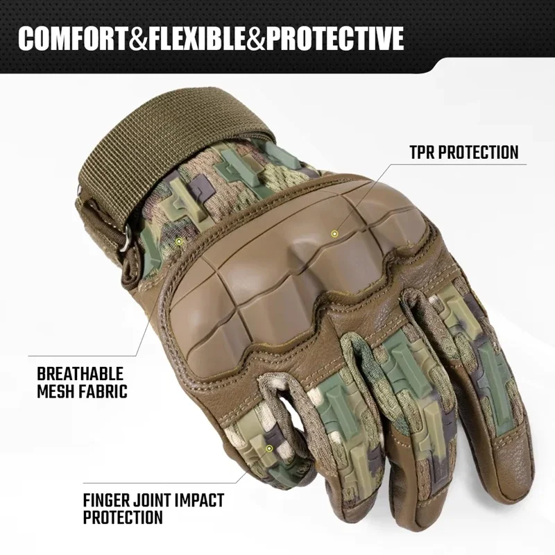 

PU Leather Touch Screen Tactical Gloves Breathable Protective Gear for Cycling, Hiking, Hunting & Riding