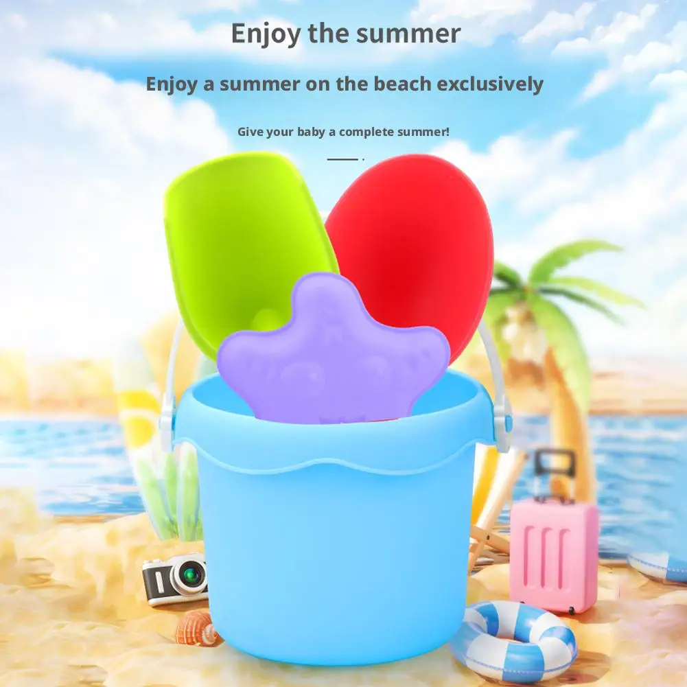 

1 Set Portable Beach Sand Play Toys Cartoon Lightweight Beach Play Toys Funny Morandi color Beach Bucket Toys Children