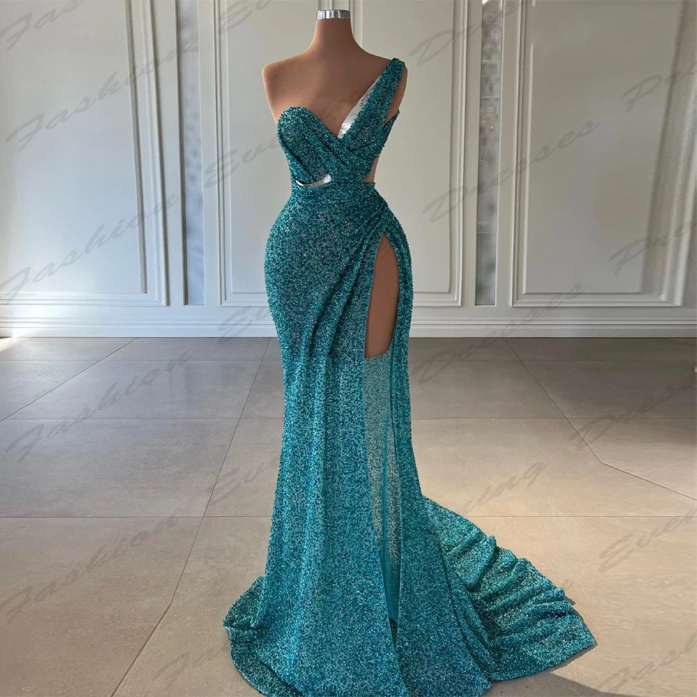 Sexy Backless Party Evening Dresses For Women Fashion Off The Shoulder Sleeveless High Slit Elegant Simple Mopping Prom Gowns