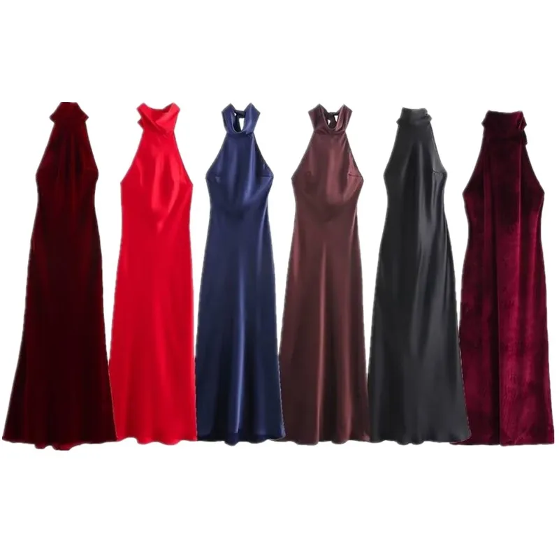 เสื้อไหมซาตินทรงยาว คอวี แขนยาว รุ่นใหม่ล่าสุดสำหรับฤดูใบไม้ร่วง คอลเลคชั่นแฟชั่นผู้หญิง ฤดูใบไม้ร่วง 2024