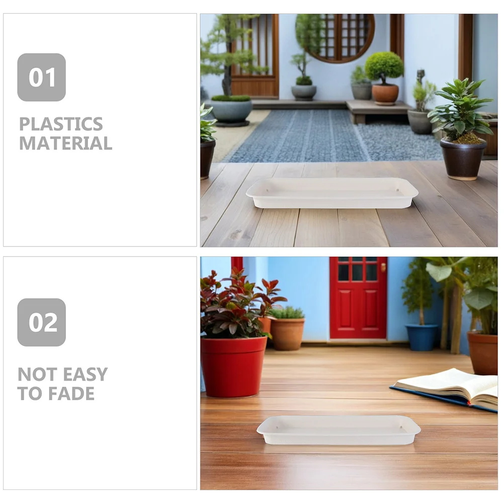 Piattini di plastica per vasi da fiori rettangolari da 3 pezzi 21x8 5 cm Beige Prevenire perdite Vasi per piante durevoli Vassoi Vassoi a terra