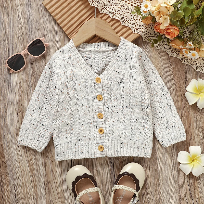 Graue Baby-Jungen-Pullover, Strickjacken, Winter, klassisch, V-Ausschnitt, lange Ärmel, gestrickt, für Neugeborene, Jacken, Frühling und Herbst, Kleinkinder, Kindermäntel