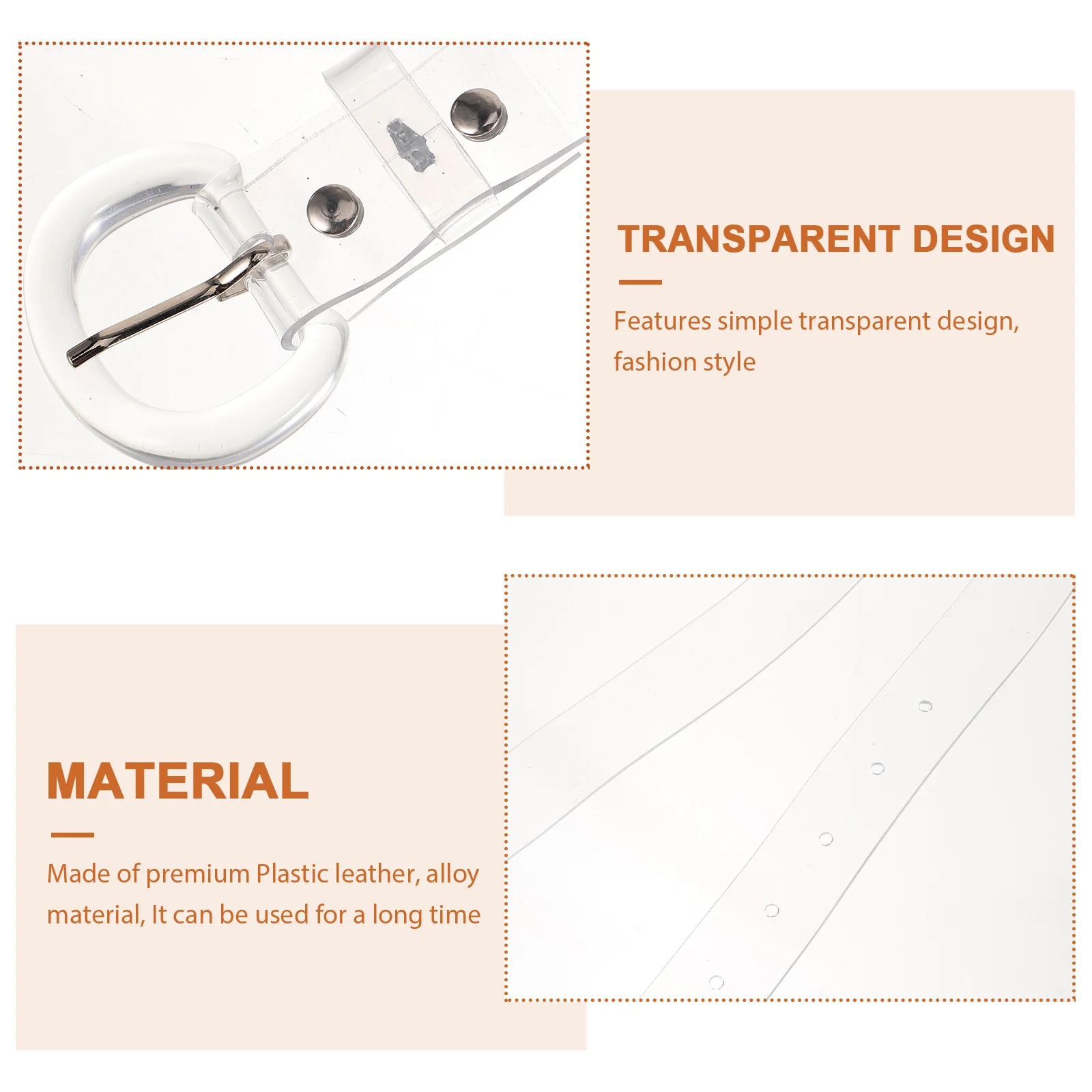 حزام خصر شفاف أنيق من البلاستيك، إبزيم سريع الفك، حزام خصر أنيق، إكسسوار فستان مزخرف للسيدات #4