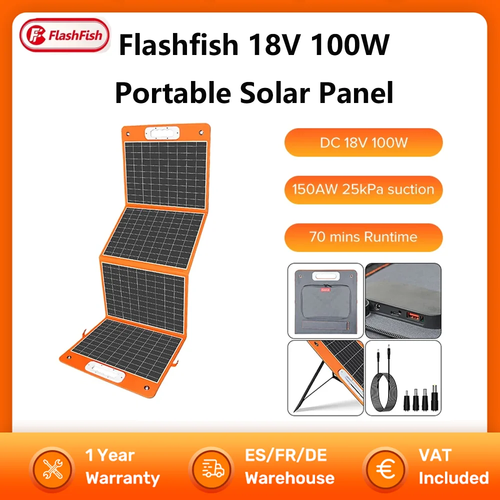 FF Flashfish 18V 100W Foldable Solar Panel Portable Solar Charger DC Output PD Type-c QC3.0 for Phones Tablets Camping RV Trip