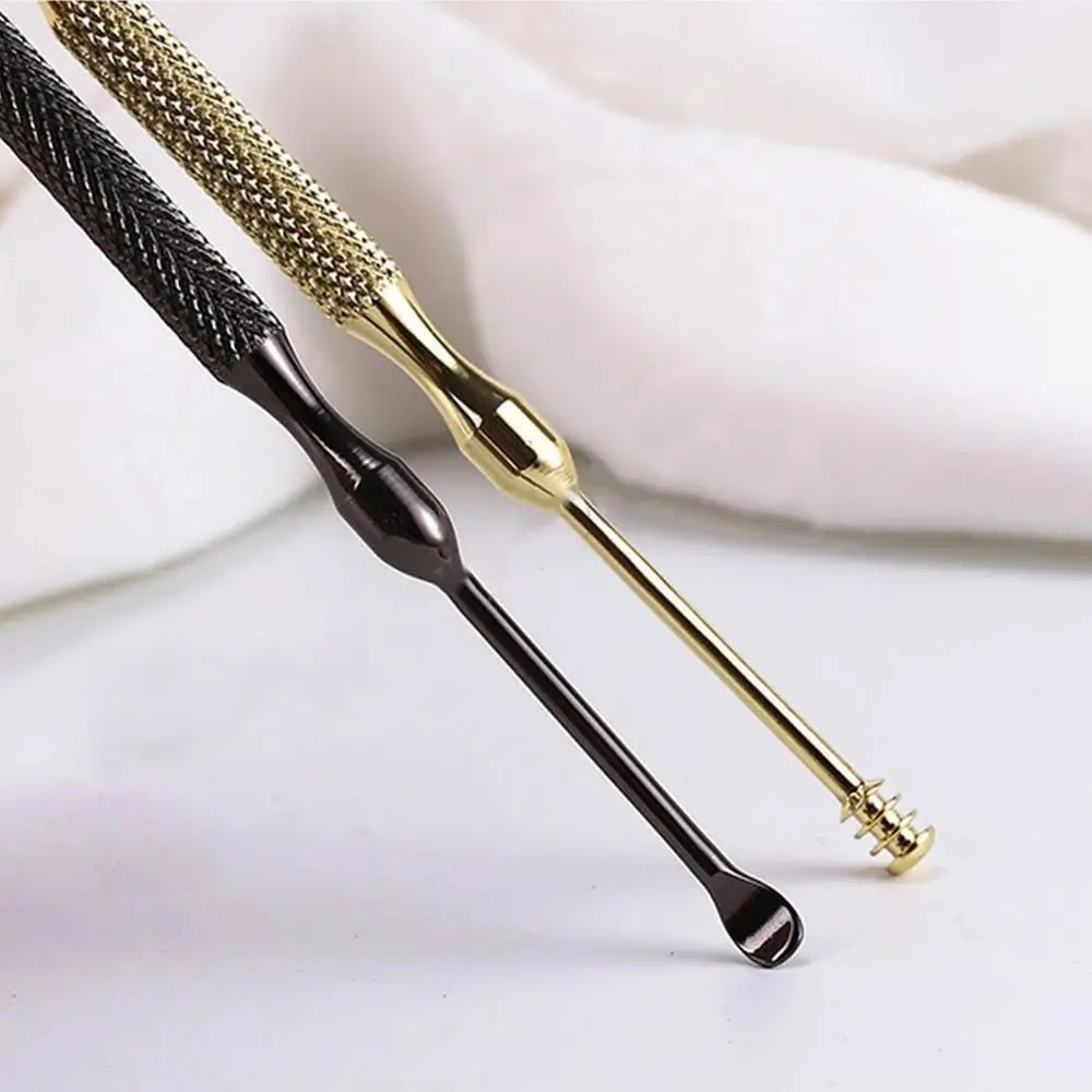 Portable Black Ear Care Tools Stainless Steel Ear Curette Earwax Cleaner Ear Wax Remover Tool Ear Cleaner Spoon Ear Wax Pickers